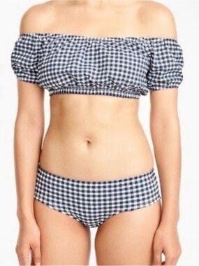 J. Crew Pink and White Gingham Bikini Set